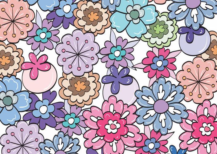 几何卡通植物花朵印花矢量图服装纺织面料数码印花花型素材